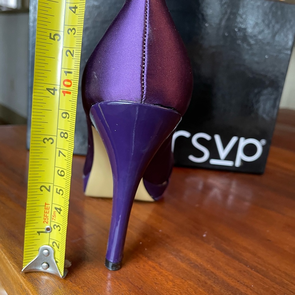 RSVP Rachel - Julie Lynn Purple Stiletto Heels with Peep-Toe Design size 5M NEW - Picture 4 of 8
